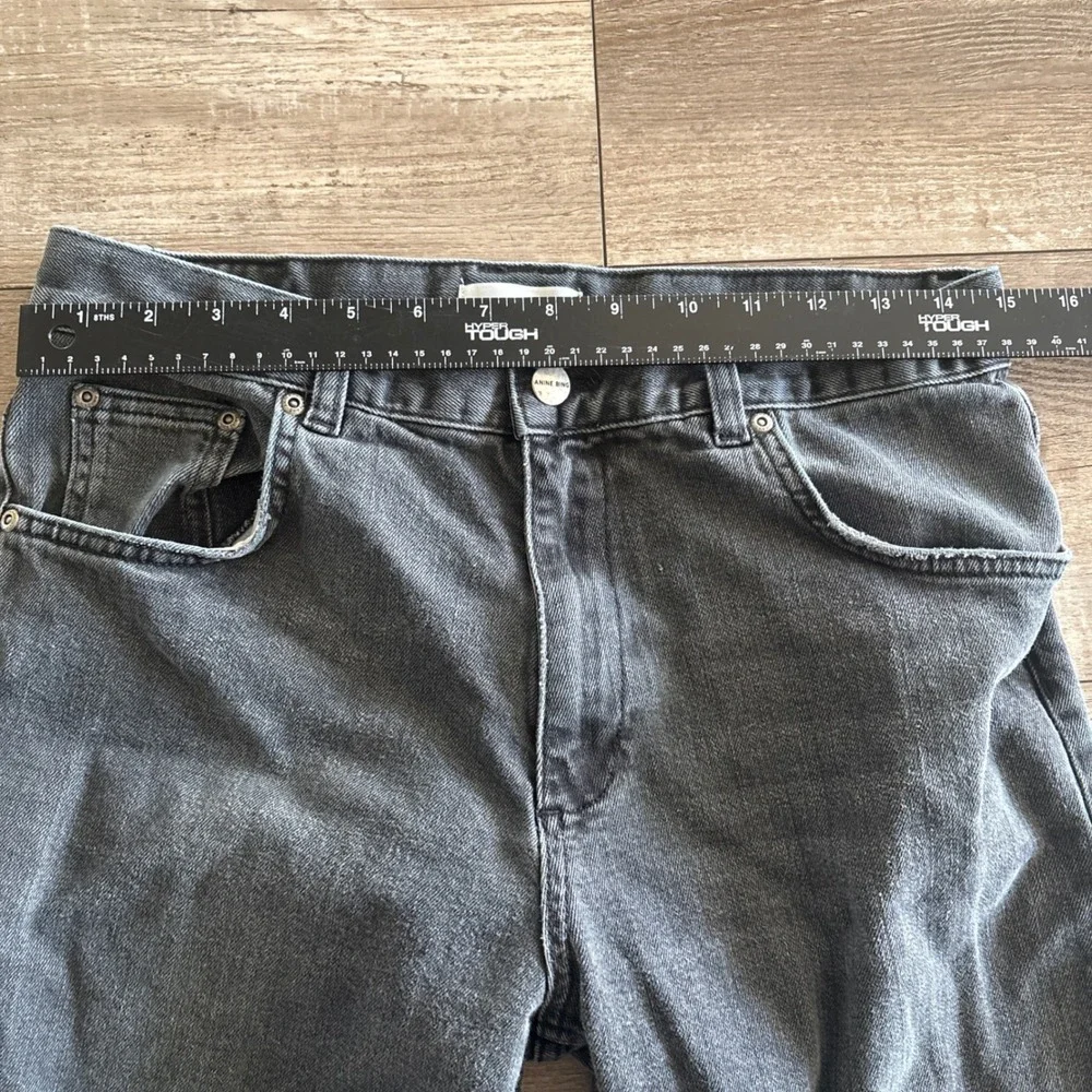 Anine Bing Jeans Womens 30x27 Charcoal Gray High Rise Straight Leg Raw Hem Denim